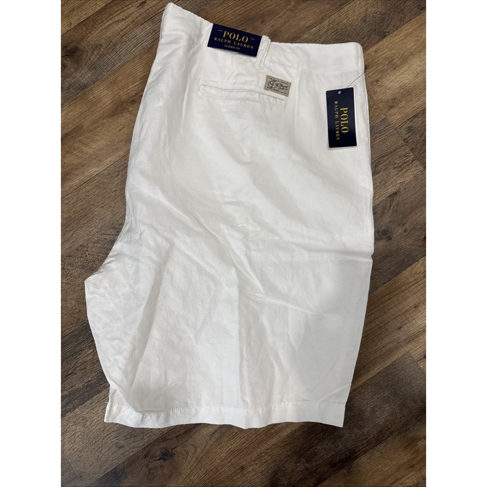 Polo Ralph Lauren Mens Classic Fit Maritime Linen Shorts‎ White Size 48B 48 NEW